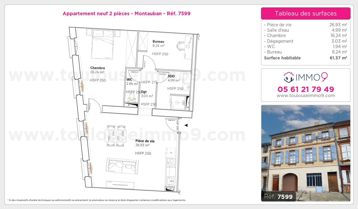 Plan et surfaces, Programme neuf Montauban Référence n° 7599