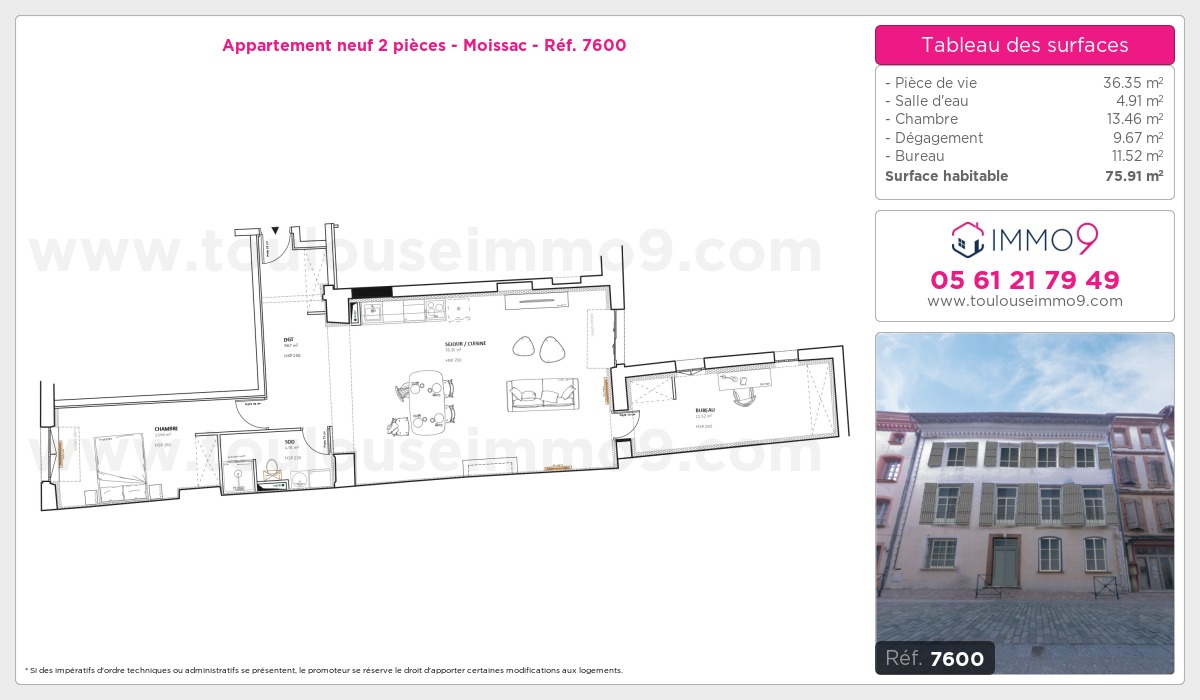 Plan et surfaces, Programme neuf Moissac Référence n° 7600