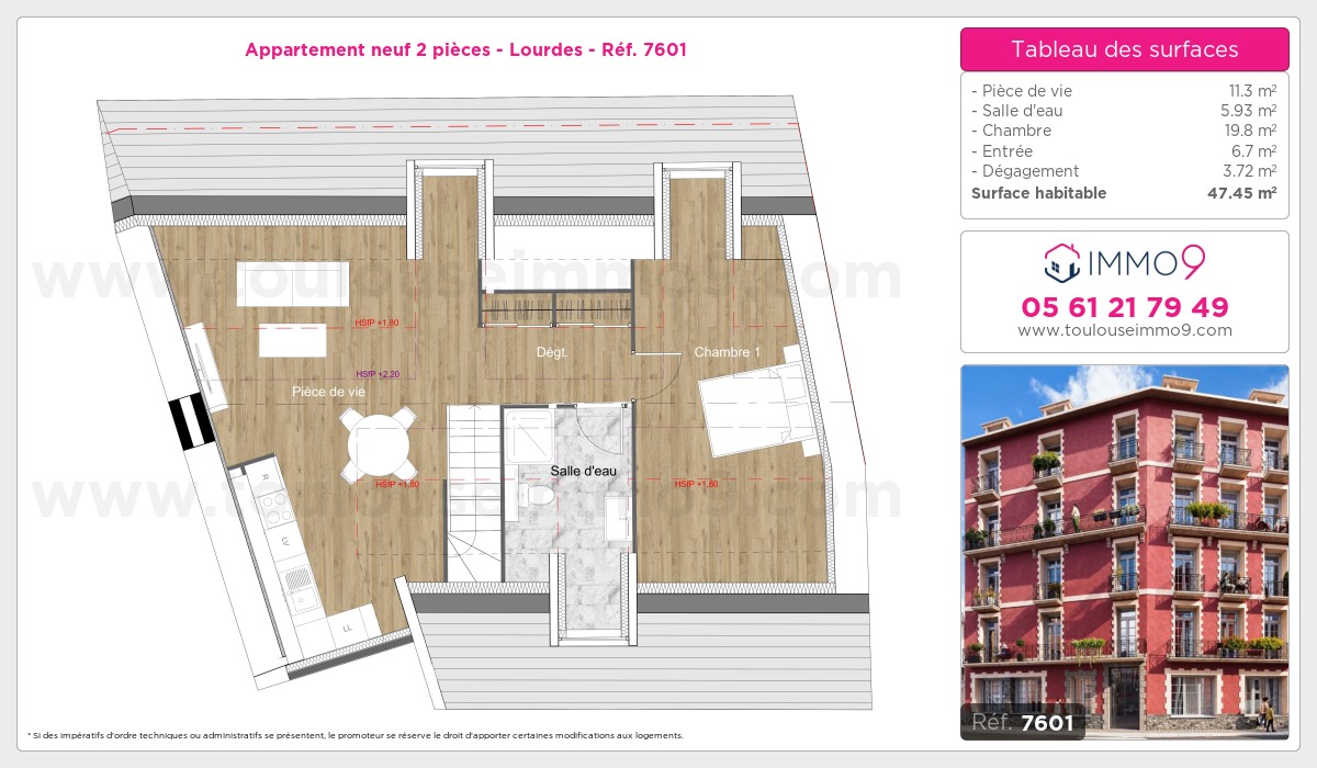 Plan et surfaces, Programme neuf Lourdes Référence n° 7601