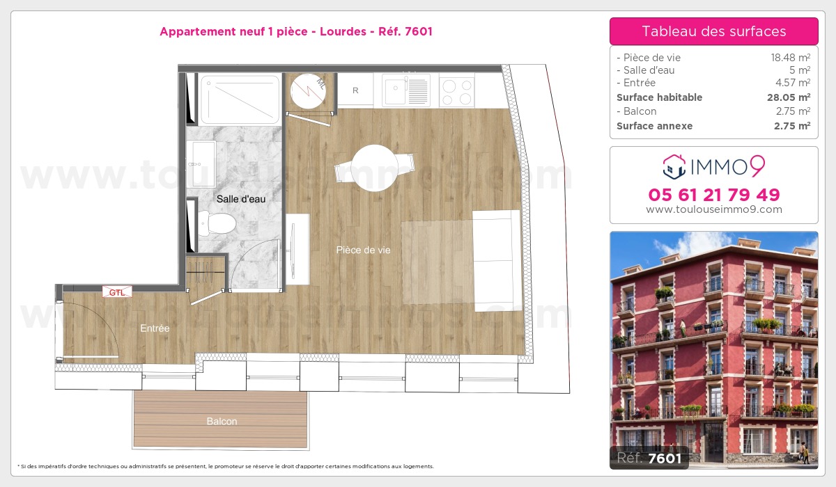 Plan et surfaces, Programme neuf Lourdes Référence n° 7601
