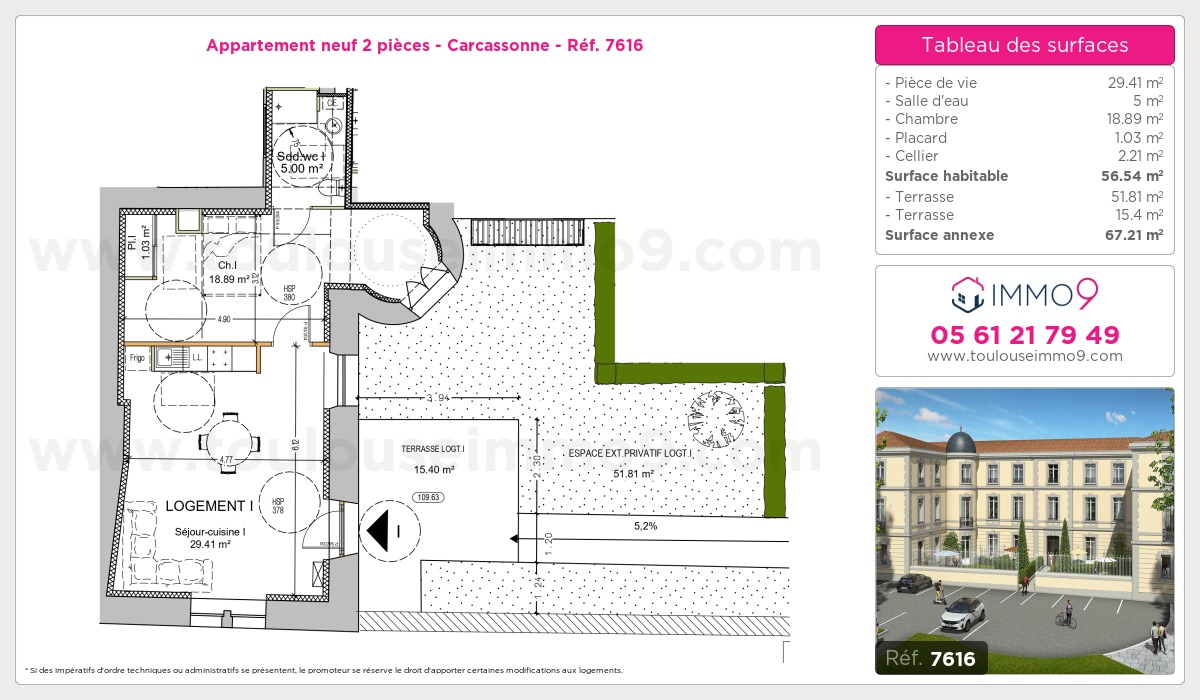 Plan et surfaces, Programme neuf Carcassonne Référence n° 7616