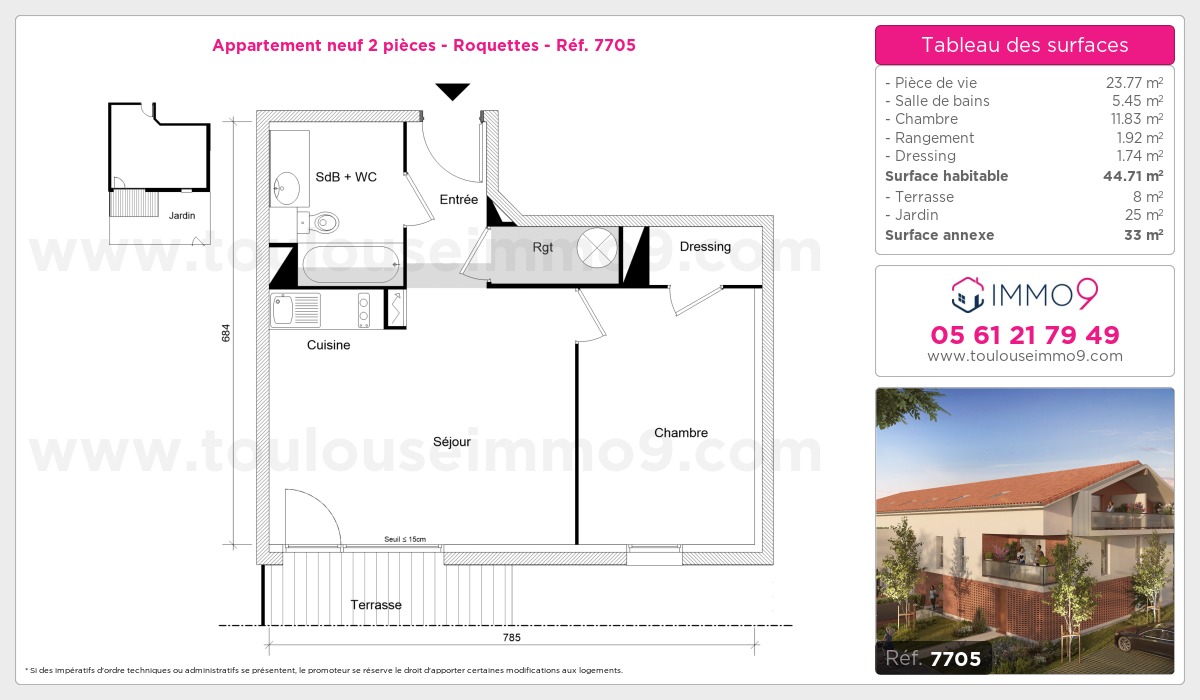 Plan et surfaces, Programme neuf Roquettes Référence n° 7705
