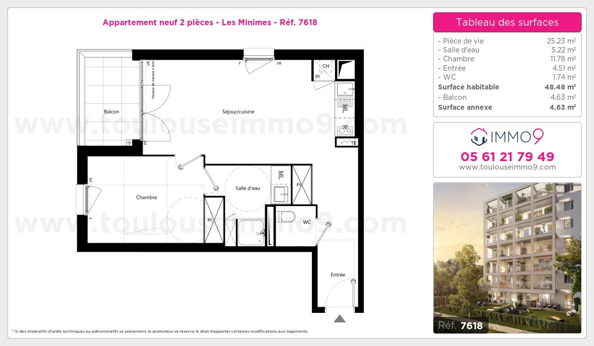 Plan et surfaces, Programme neuf Toulouse : Minimes Référence n° 7618