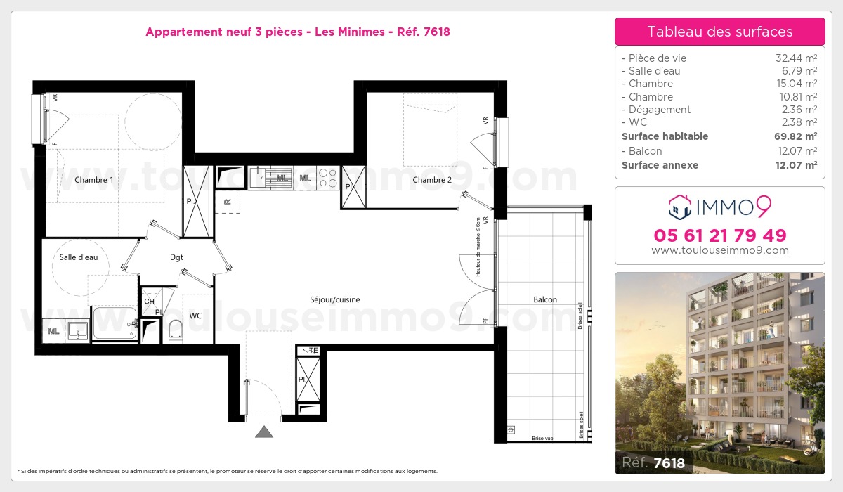 Plan et surfaces, Programme neuf Toulouse : Minimes Référence n° 7618