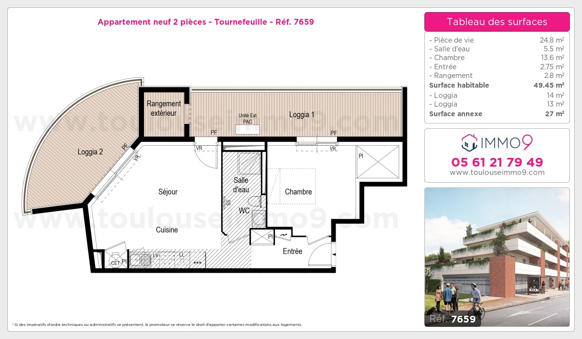 Plan et surfaces, Programme neuf Tournefeuille Référence n° 7659