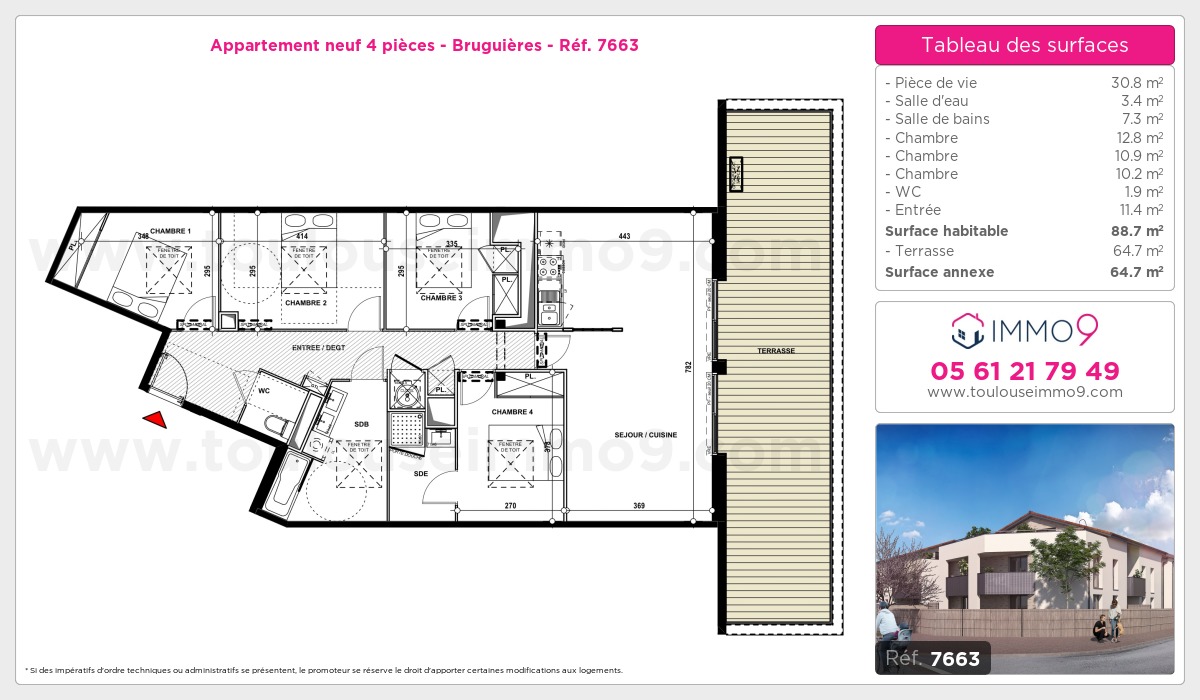 Plan et surfaces, Programme neuf Bruguières Référence n° 7663