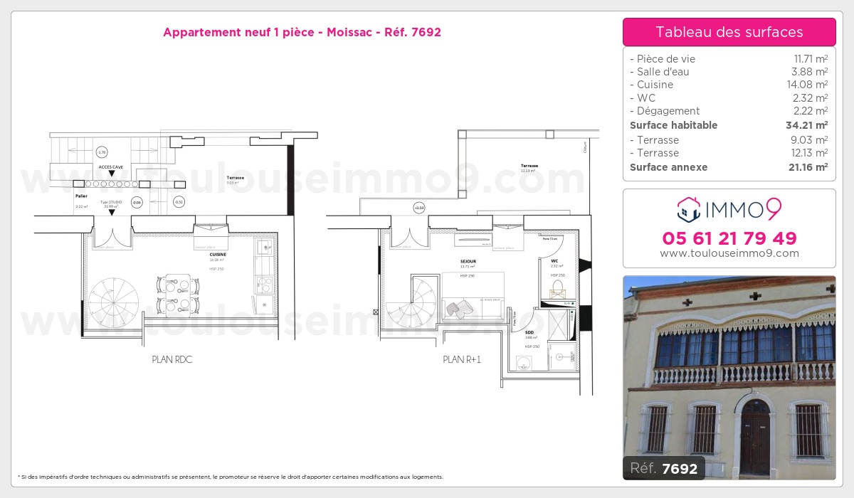Plan et surfaces, Programme neuf Moissac Référence n° 7692