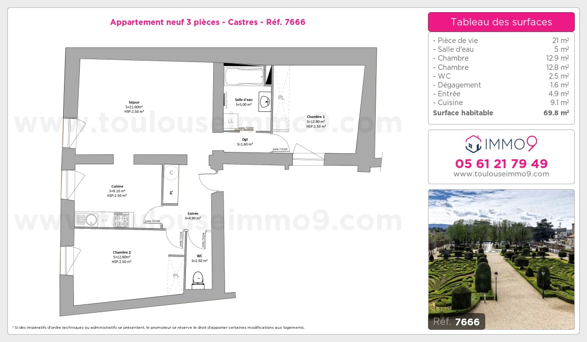 Plan et surfaces, Programme neuf Castres Référence n° 7666