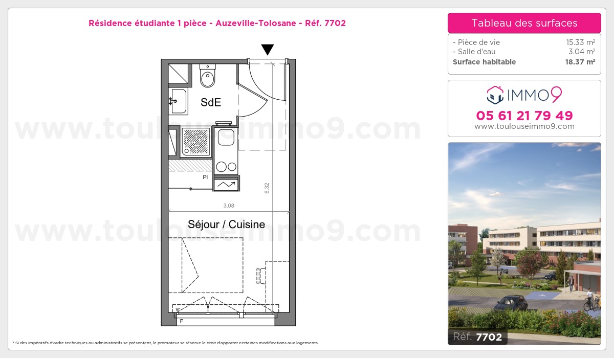 Plan et surfaces, Programme neuf Auzeville-Tolosane Référence n° 7702