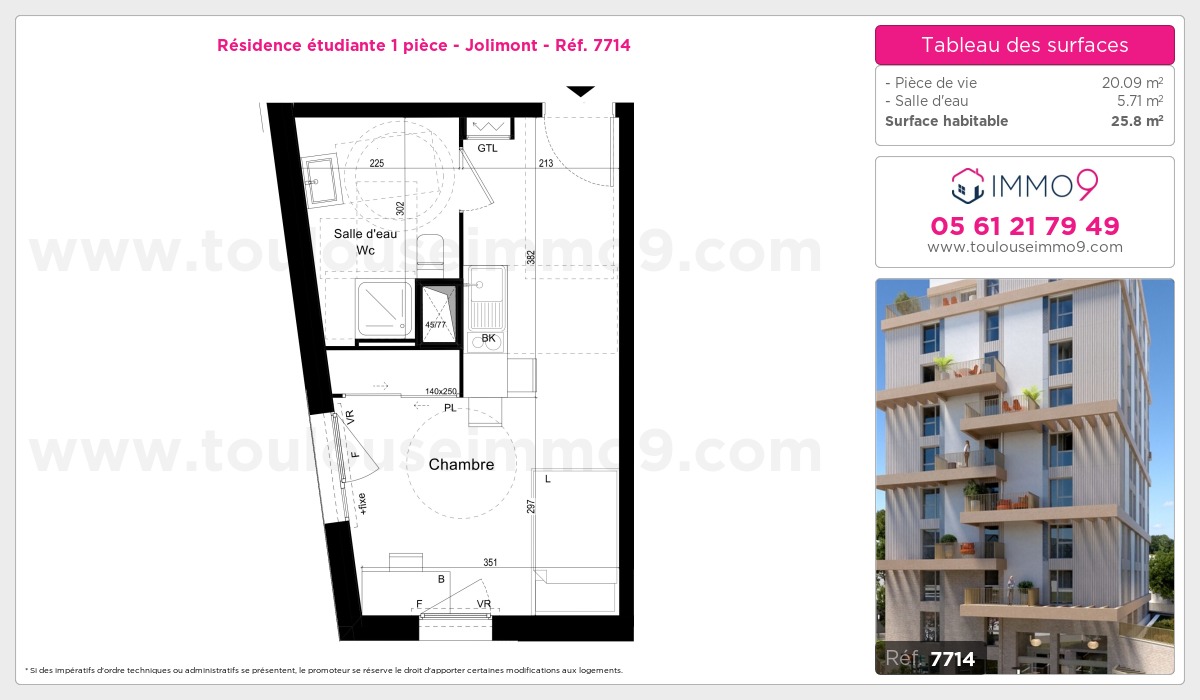 Plan et surfaces, Programme neuf Toulouse : Jolimont Référence n° 7714
