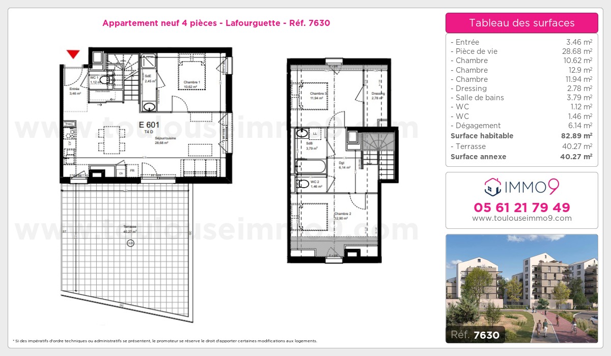 Plan et surfaces, Programme neuf Toulouse : Lafourguette Référence n° 7630