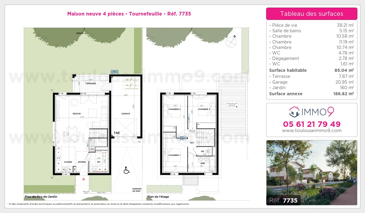 Plan et surfaces, Programme neuf Tournefeuille Référence n° 7735