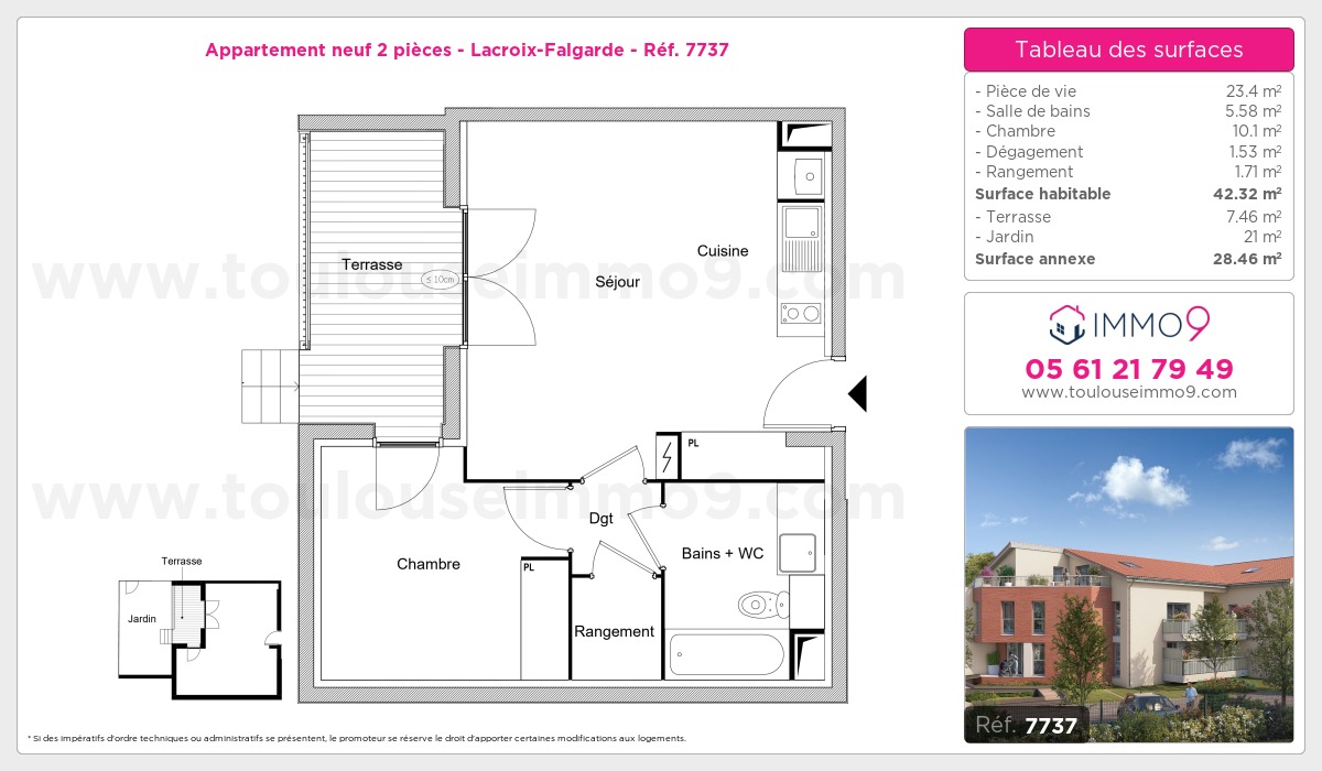 Plan et surfaces, Programme neuf Lacroix-Falgarde Référence n° 7737
