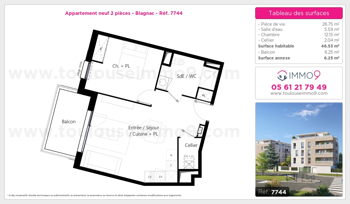 Plan et surfaces, Programme neuf Blagnac Référence n° 7744