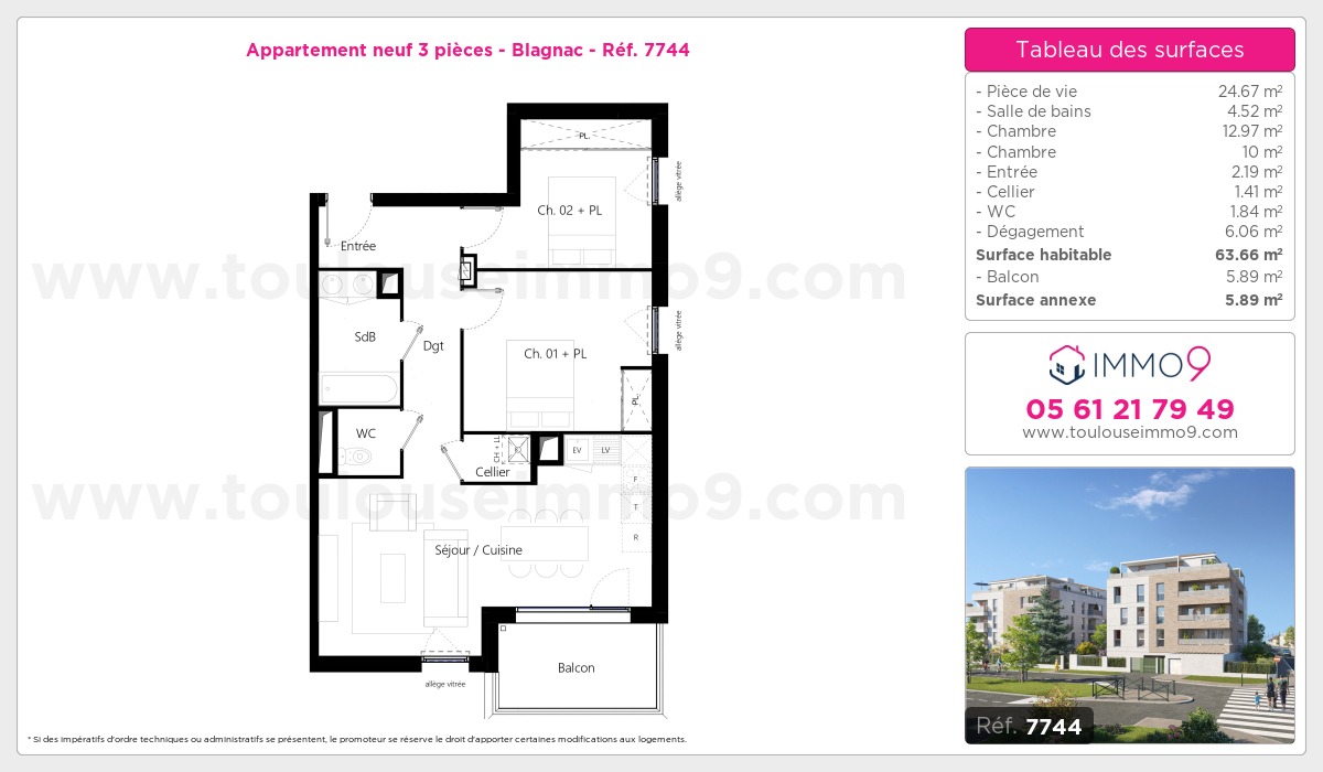 Plan et surfaces, Programme neuf Blagnac Référence n° 7744