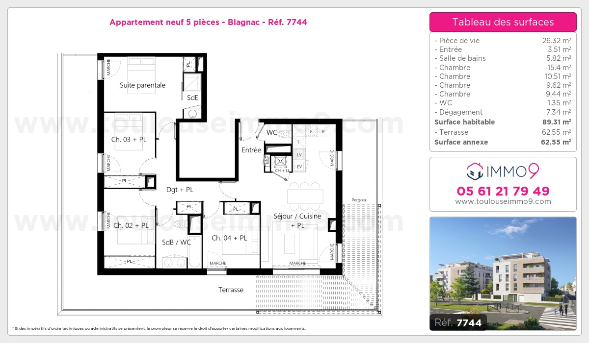 Plan et surfaces, Programme neuf Blagnac Référence n° 7744