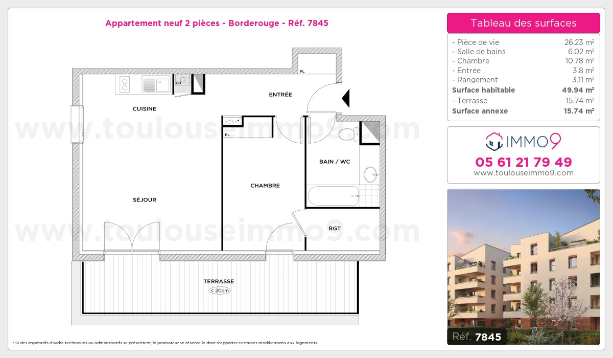 Plan et surfaces, Programme neuf Toulouse : Borderouge Référence n° 7845