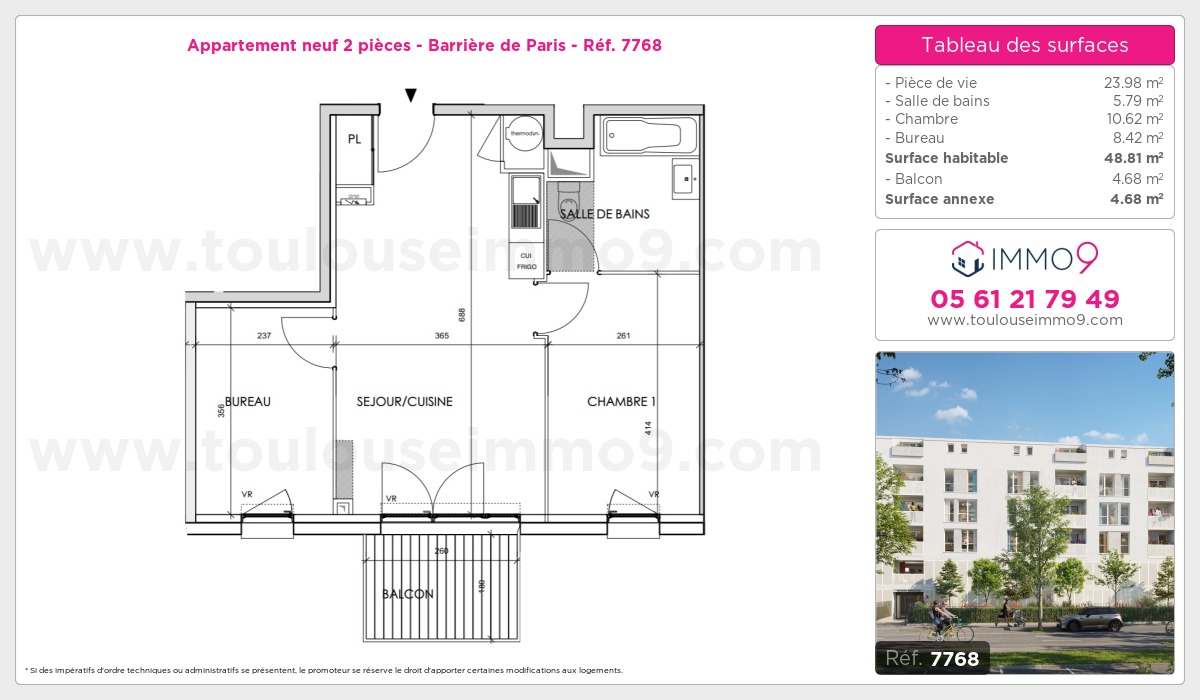 Plan et surfaces, Programme neuf Toulouse : Barrière de Paris Référence n° 7768