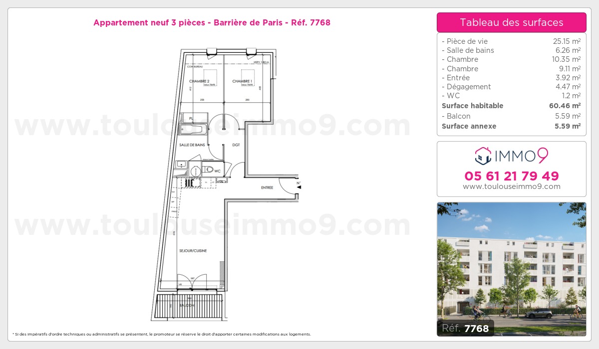 Plan et surfaces, Programme neuf Toulouse : Barrière de Paris Référence n° 7768