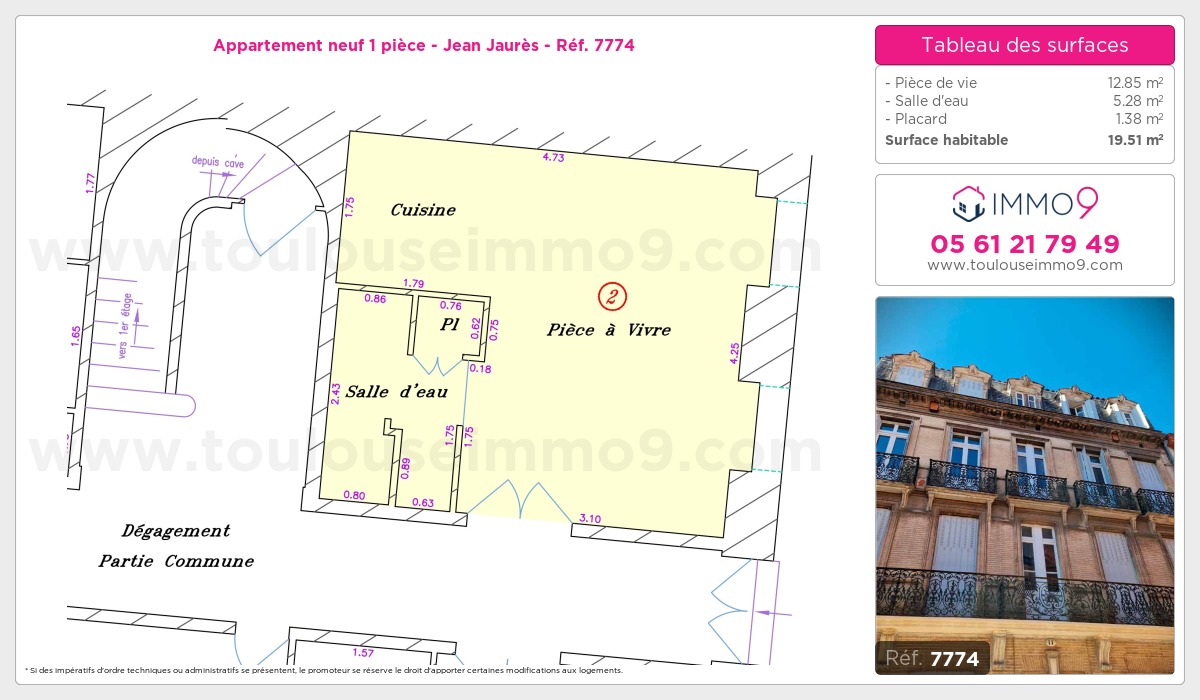 Plan et surfaces, Programme neuf Toulouse : Jean Jaurès Référence n° 7774