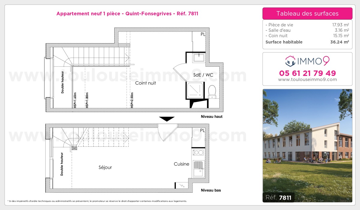 Plan et surfaces, Programme neuf Quint-Fonsegrives Référence n° 7811