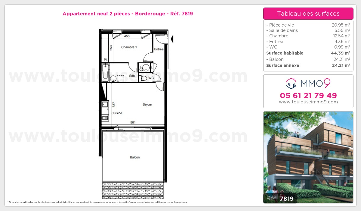 Plan et surfaces, Programme neuf Toulouse : Borderouge Référence n° 7819