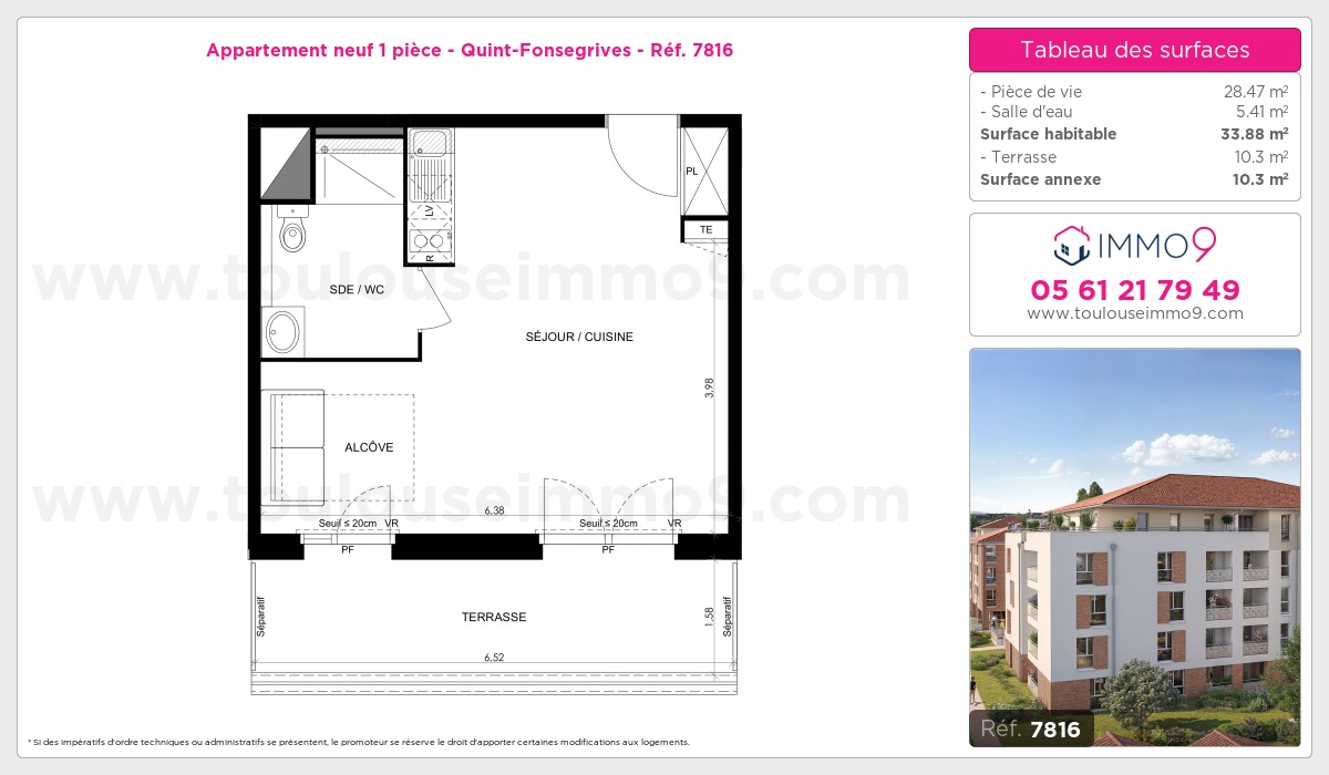 Plan et surfaces, Programme neuf Quint-Fonsegrives Référence n° 7816