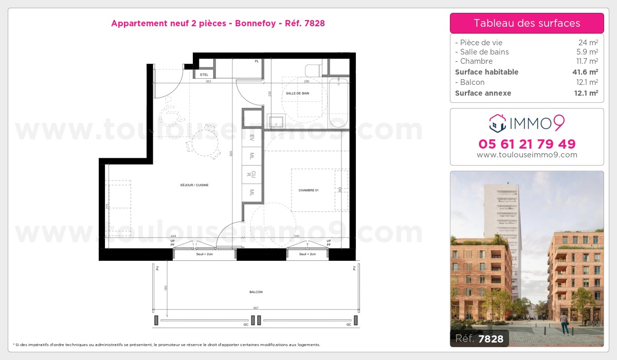 Plan et surfaces, Programme neuf Toulouse : Bonnefoy Référence n° 7828
