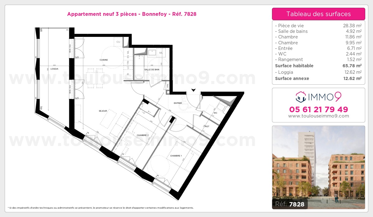 Plan et surfaces, Programme neuf Toulouse : Bonnefoy Référence n° 7828