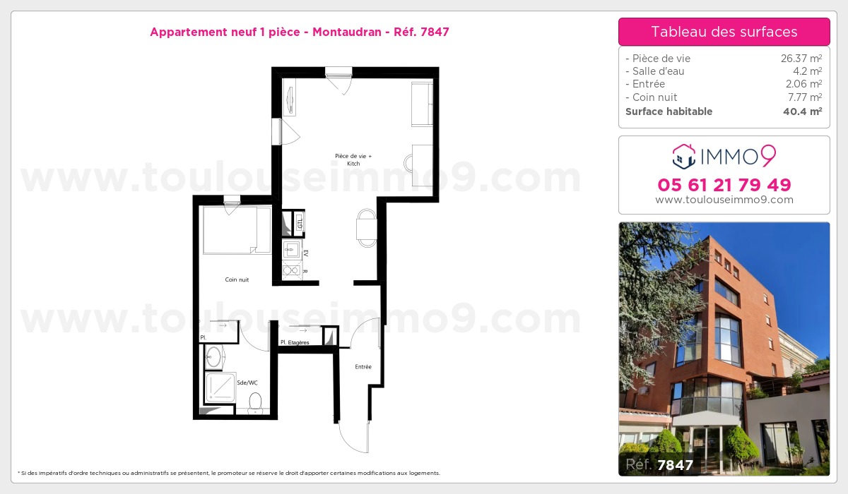 Plan et surfaces, Programme neuf Toulouse : Montaudran Référence n° 7847