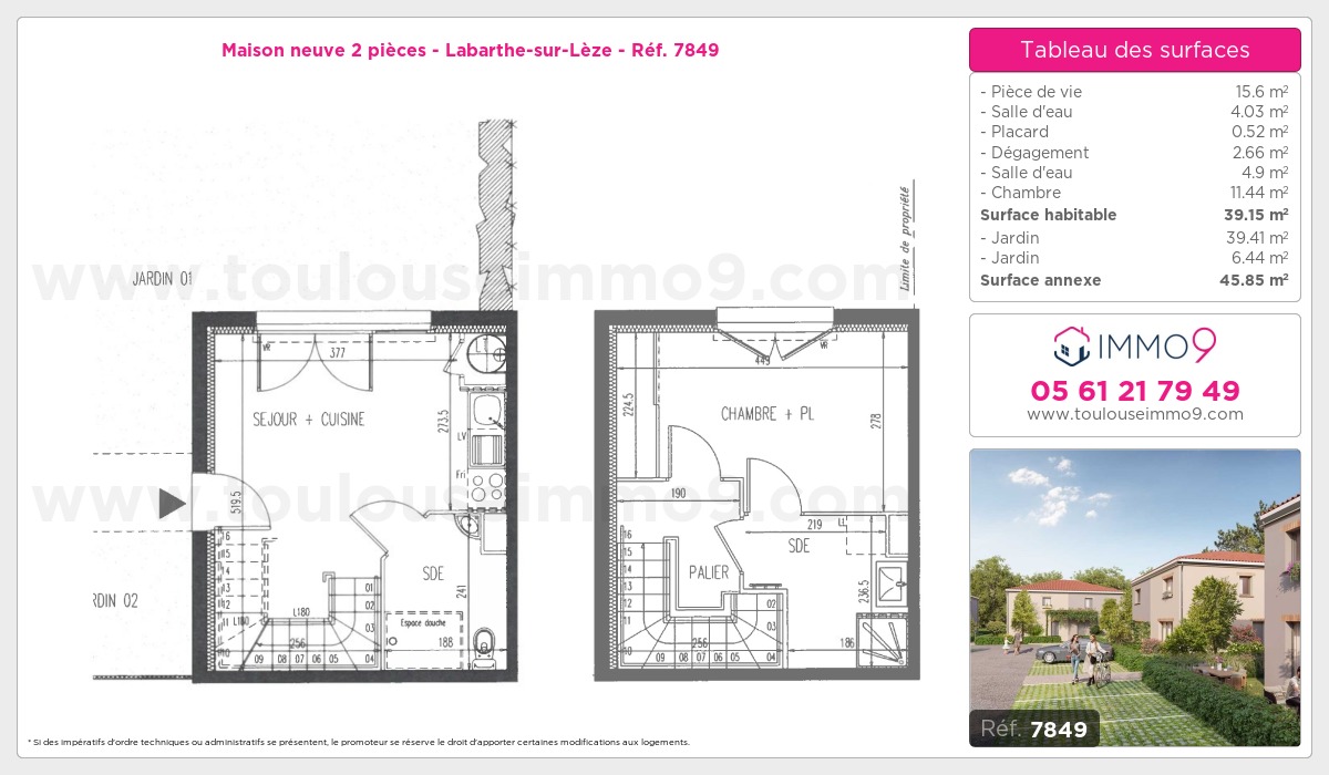 Plan et surfaces, Programme neuf Labarthe-sur-Lèze Référence n° 7849