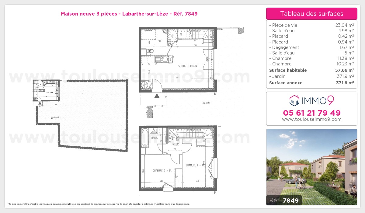 Plan et surfaces, Programme neuf Labarthe-sur-Lèze Référence n° 7849