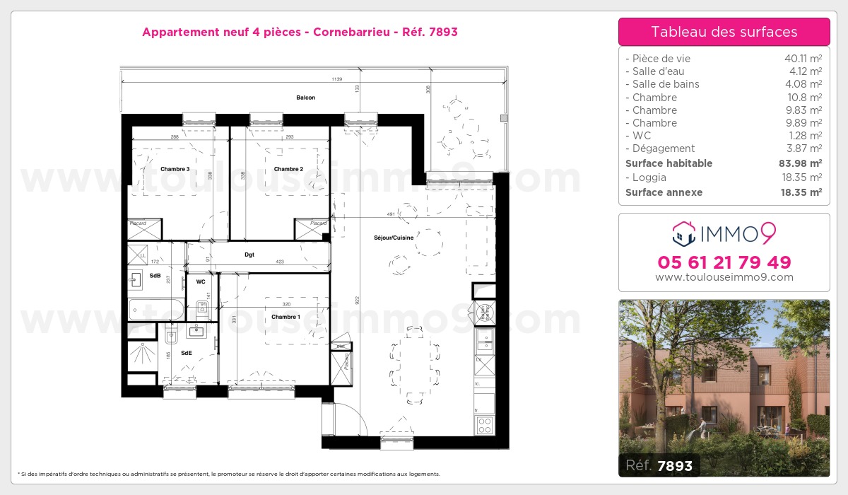 Plan et surfaces, Programme neuf Cornebarrieu Référence n° 7893