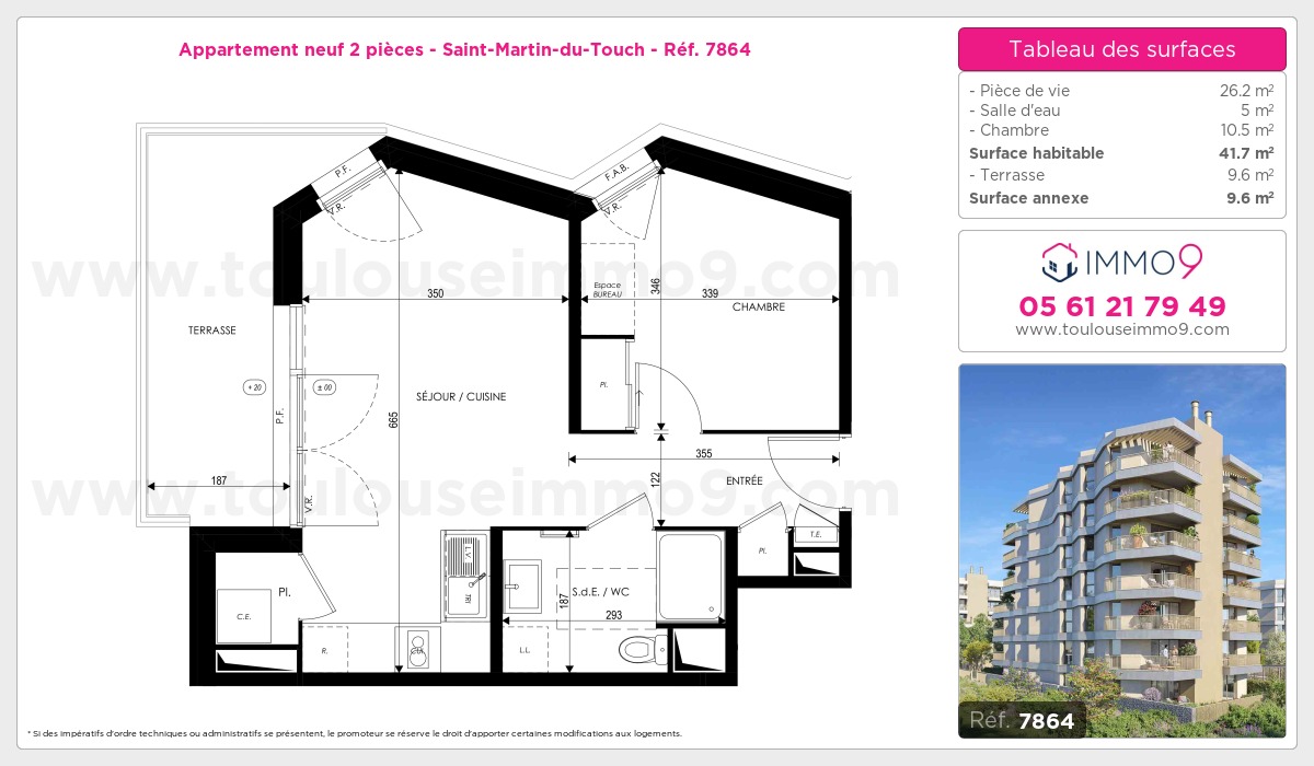 Plan et surfaces, Programme neuf Toulouse : Saint-Martin-du-Touch Référence n° 7864
