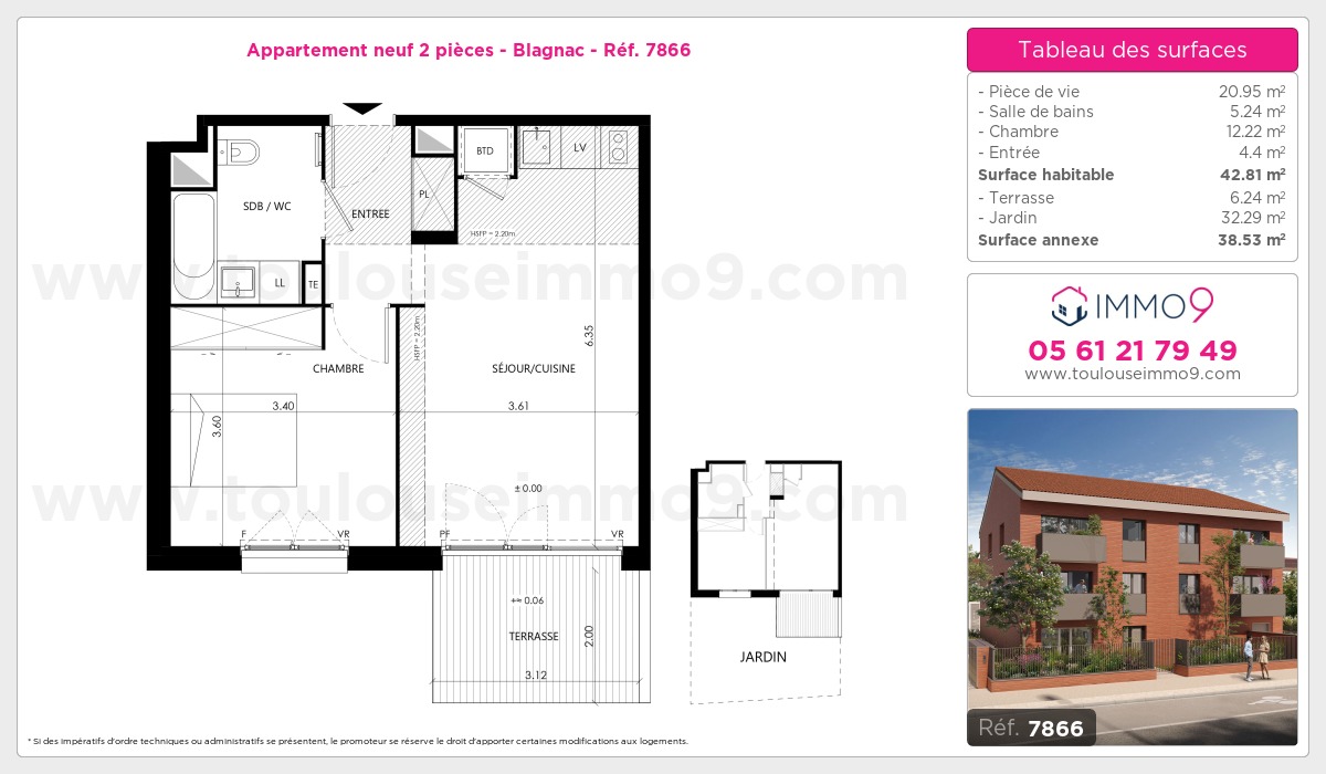 Plan et surfaces, Programme neuf Blagnac Référence n° 7866