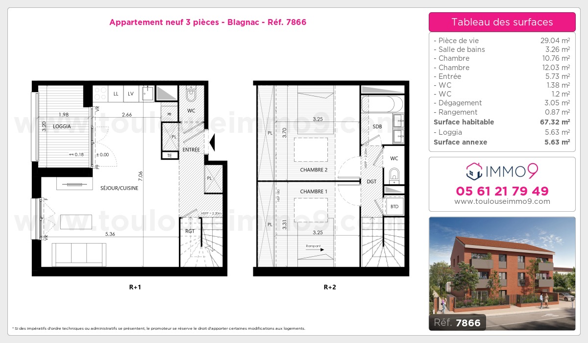Plan et surfaces, Programme neuf Blagnac Référence n° 7866