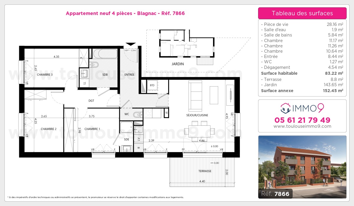 Plan et surfaces, Programme neuf Blagnac Référence n° 7866