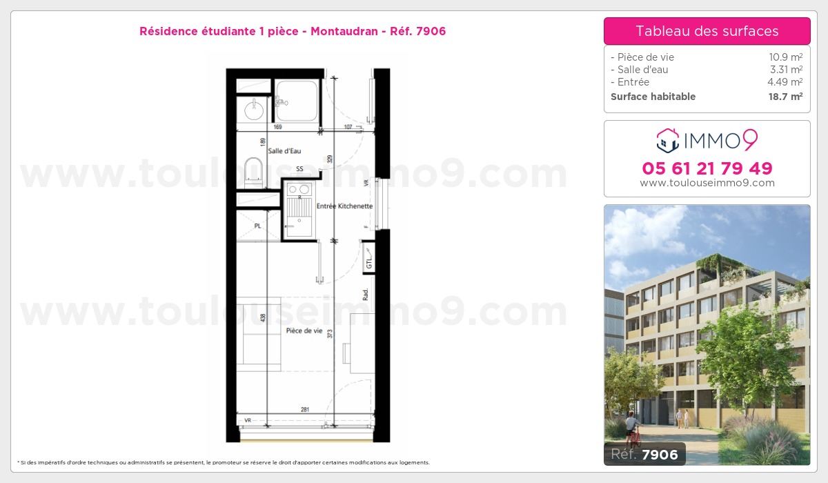 Plan et surfaces, Programme neuf Toulouse : Montaudran Référence n° 7906
