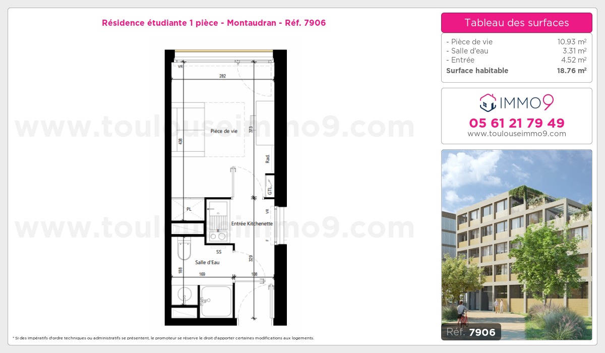 Plan et surfaces, Programme neuf Toulouse : Montaudran Référence n° 7906