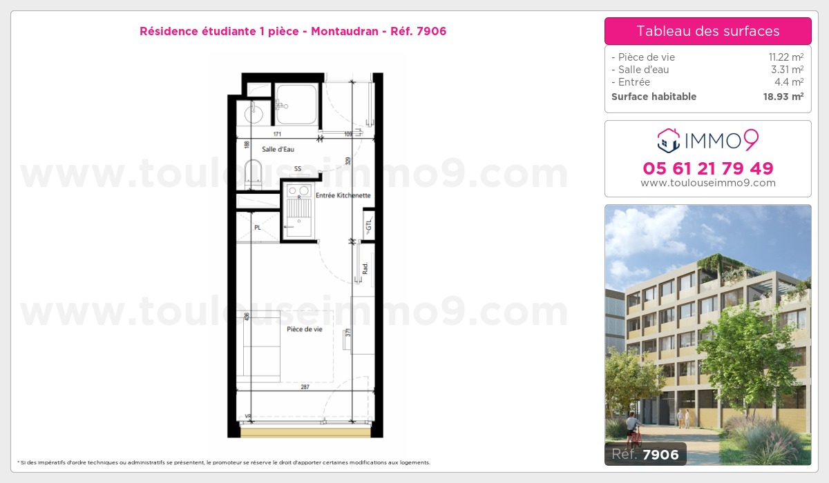 Plan et surfaces, Programme neuf Toulouse : Montaudran Référence n° 7906