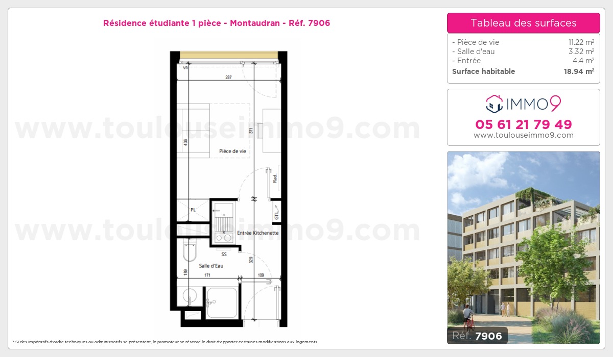 Plan et surfaces, Programme neuf Toulouse : Montaudran Référence n° 7906