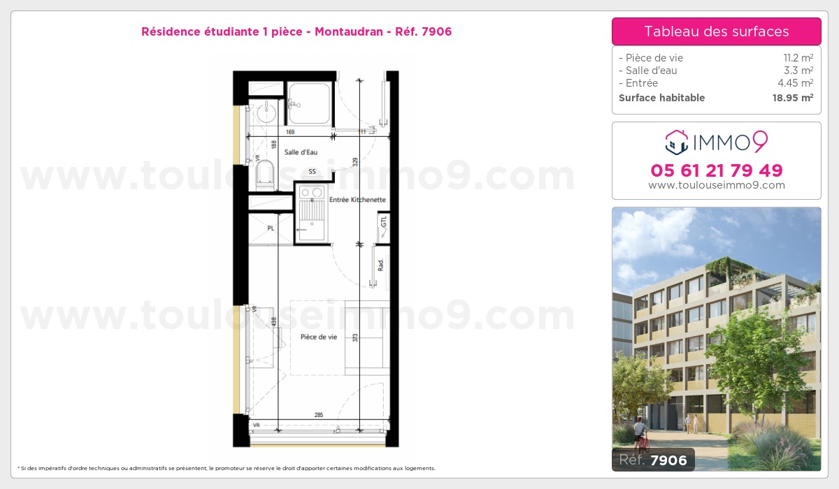 Plan et surfaces, Programme neuf Toulouse : Montaudran Référence n° 7906