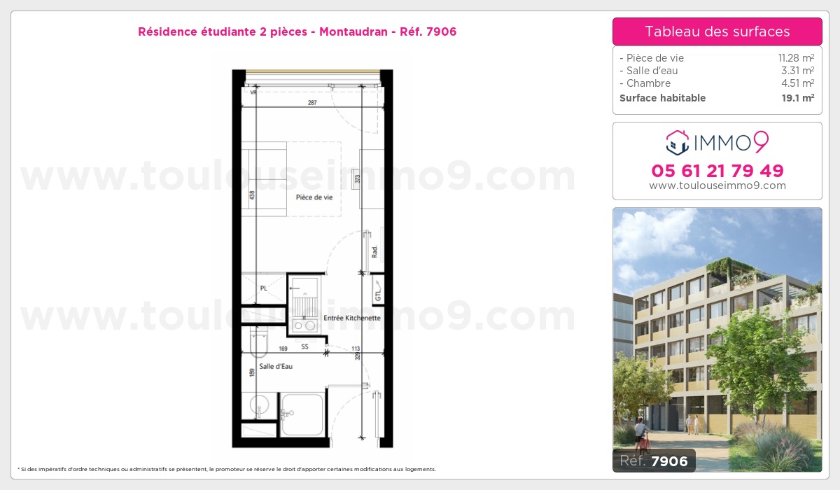 Plan et surfaces, Programme neuf Toulouse : Montaudran Référence n° 7906