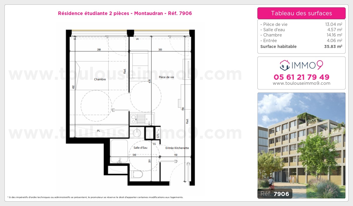 Plan et surfaces, Programme neuf Toulouse : Montaudran Référence n° 7906