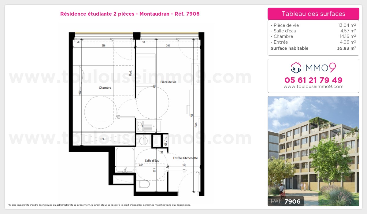 Plan et surfaces, Programme neuf Toulouse : Montaudran Référence n° 7906
