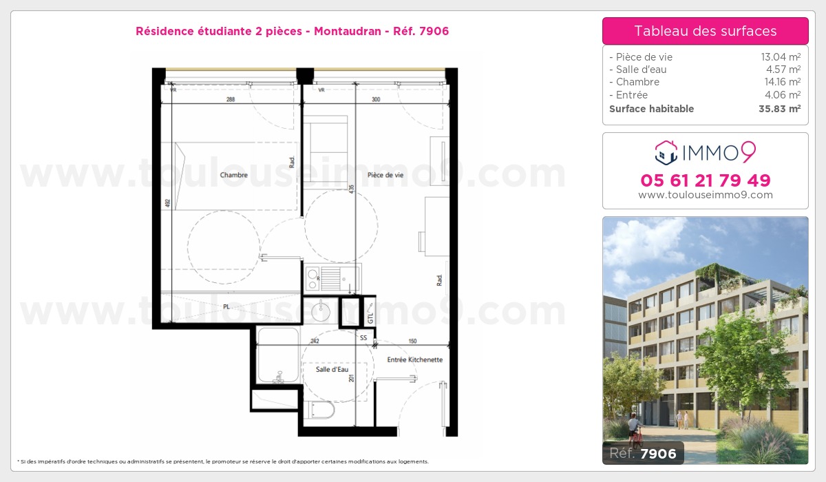 Plan et surfaces, Programme neuf Toulouse : Montaudran Référence n° 7906