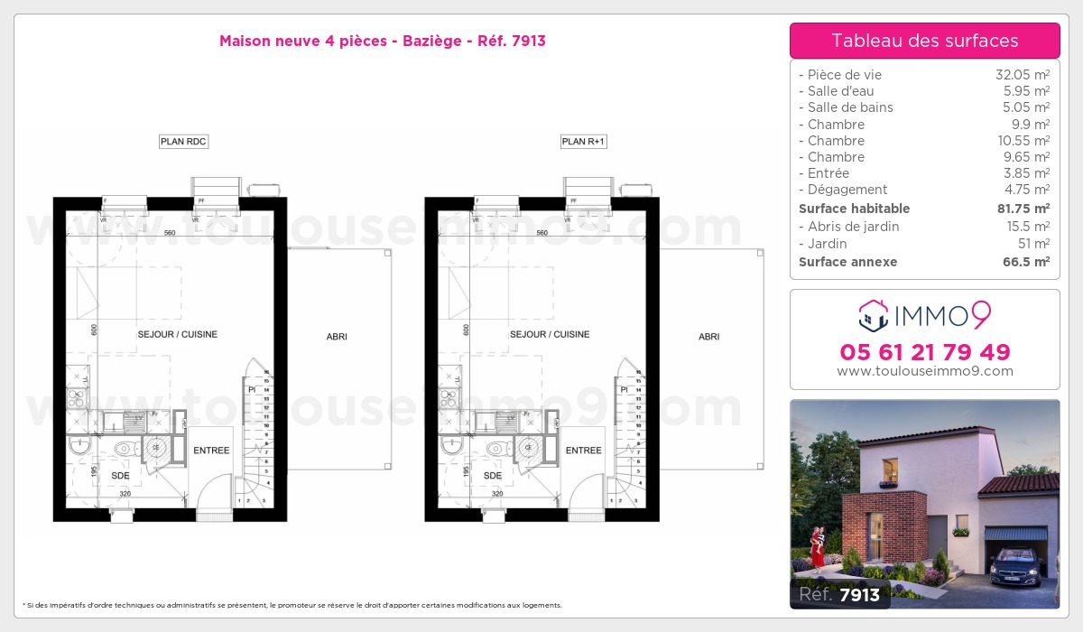 Plan et surfaces, Programme neuf Baziège Référence n° 7913