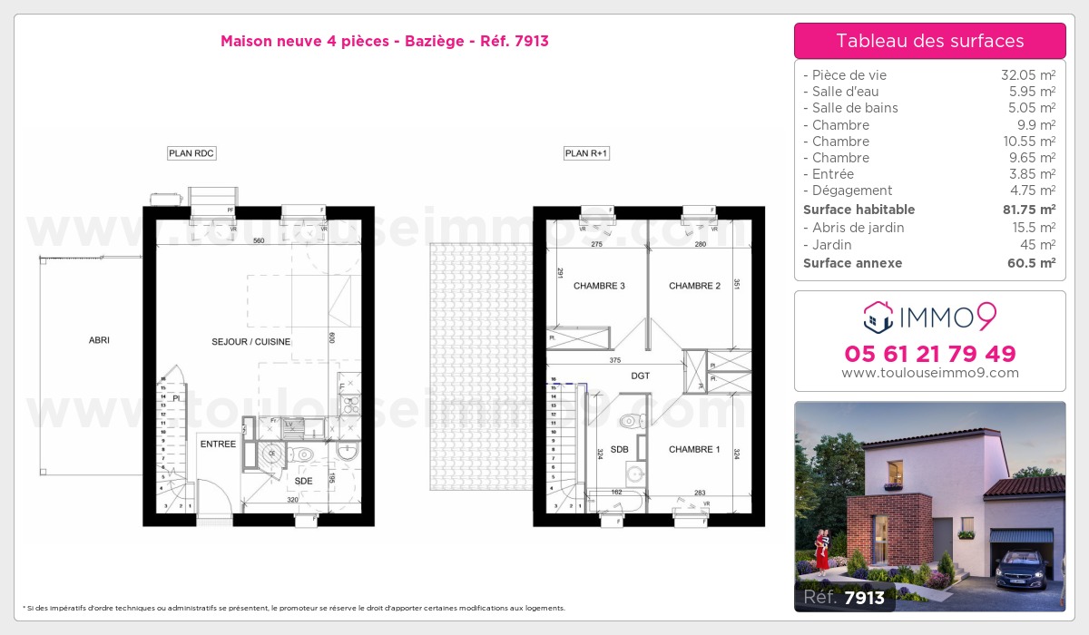 Plan et surfaces, Programme neuf Baziège Référence n° 7913