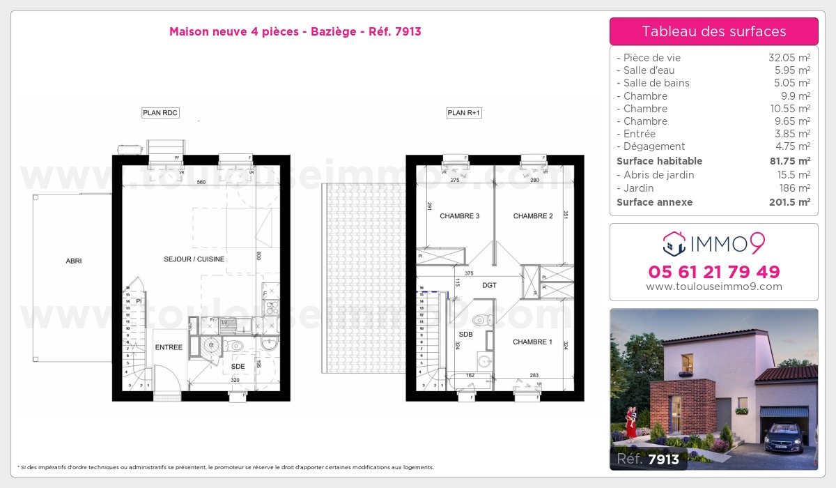 Plan et surfaces, Programme neuf Baziège Référence n° 7913