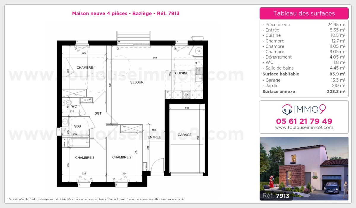 Plan et surfaces, Programme neuf Baziège Référence n° 7913